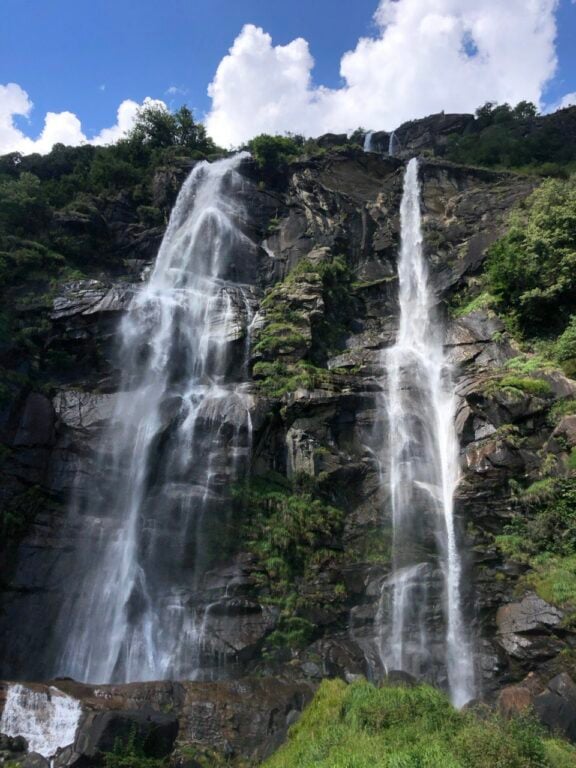 doppio salto cascate Acquafraggia Piuro