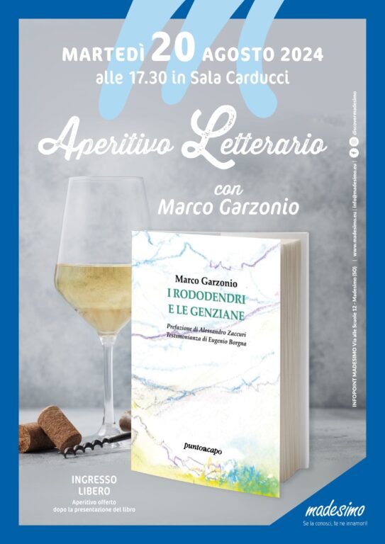 Locandina Marco Garzonio aperitivo letterario 2024 madesimo