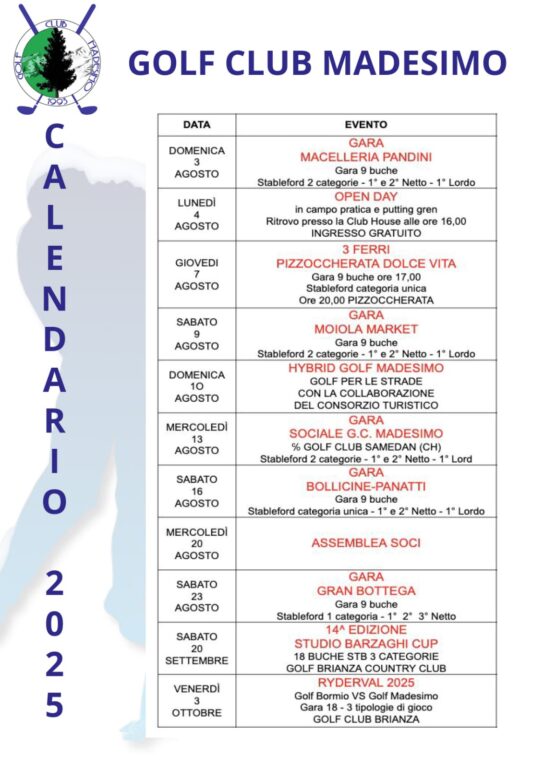 Eventi golf club madesimo estate 2025