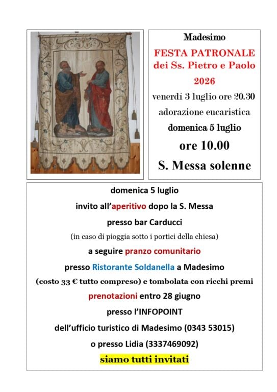 Locandina 2026 festa SS Pietro e Paolo Madesimo