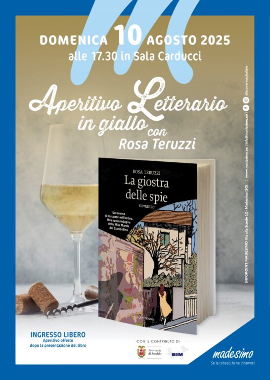 Locandina aperitivo letterario a Madesimo