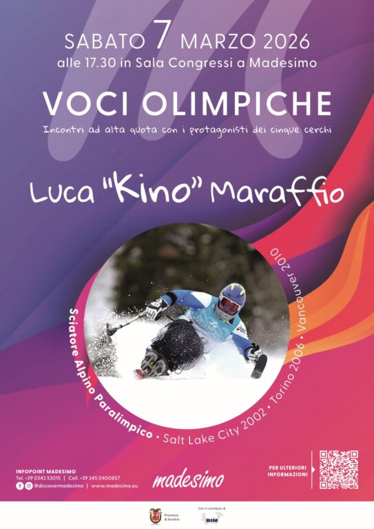 Locandina evento Voci Olimpiche con Luca Kino Maraffio